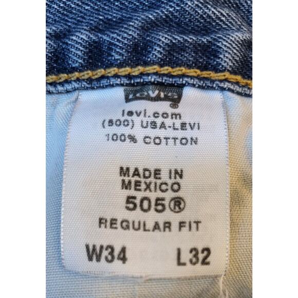 Levi's Jeans Men 34x31 Blue Denim 505 Regular Fit Straight Leg Medium Wash - Picture 10 of 16